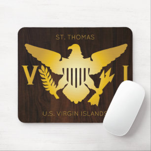 Mousepad Bandeira das Ilhas Virgens Douradas dos EUA, Madei