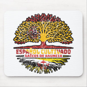 Mousepad Bandeira das Raízes da Árvore Brunei Bruneiano Esp