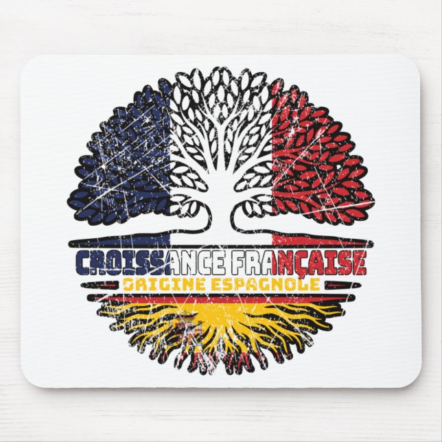 Mousepad Bandeira das Raízes da Árvore Espanha Espanhol Fra (Frente)