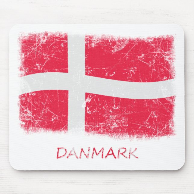 Mousepad Bandeira de Dinamarca do Grunge (Frente)