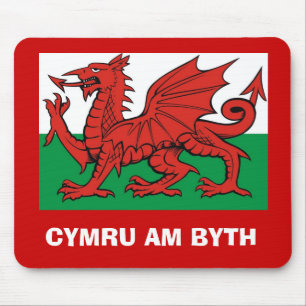 Mousepad Bandeira de Galês, de "byth Cymru am", o drag
