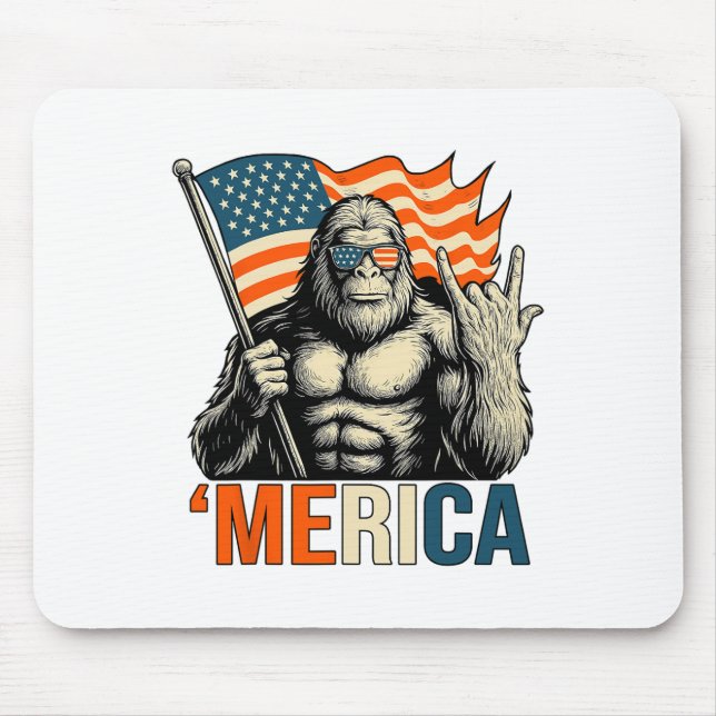Mousepad Bandeira de Gorila 'merica Óculos de Sol Engraçado (Frente)