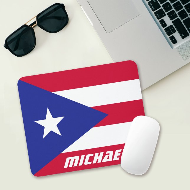 Mousepad Bandeira de Porto Rico com Monograma (Criador carregado)