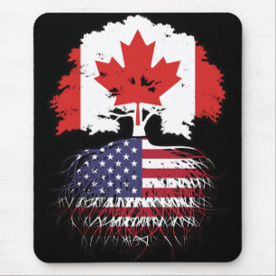 Mousepad Bandeira de Raízes de Árvore Canadense Americano C