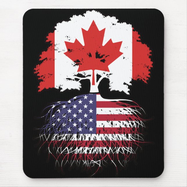 Mousepad Bandeira de Raízes de Árvore Canadense Americano C (Frente)