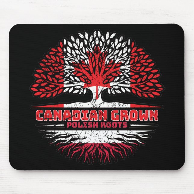 Mousepad Bandeira de Raízes de Árvore do Canadá Polônia (Frente)