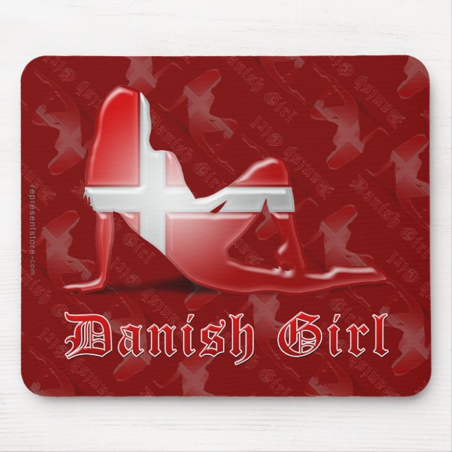 Mousepad Bandeira dinamarquesa da silhueta da menina (Frente)