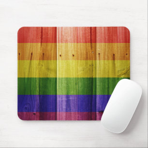 Mousepad Bandeira do arco-íris de madeira