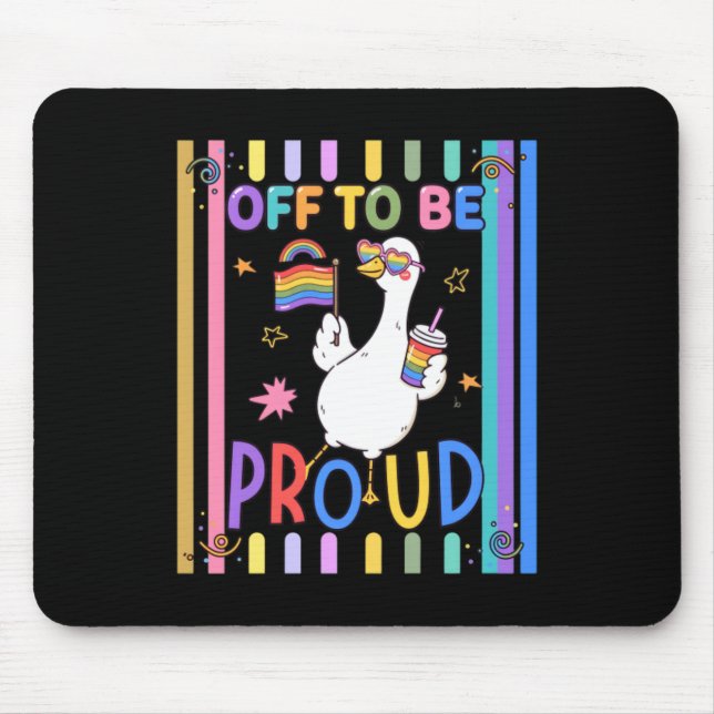 Mousepad Bandeira do Arco-íris do Ganso Orgulhoso Celebraçã (Frente)