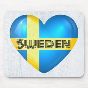 Mousepad Bandeira do coração da suecia