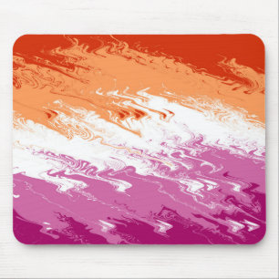 Mousepad Bandeira do Orgulho Lésbico Abstrato Trippy Squigg