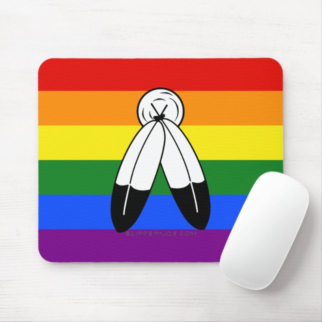 Mousepad bandeira do orgulho two-spirit de SlipperyJoe sim  (Com mouse)