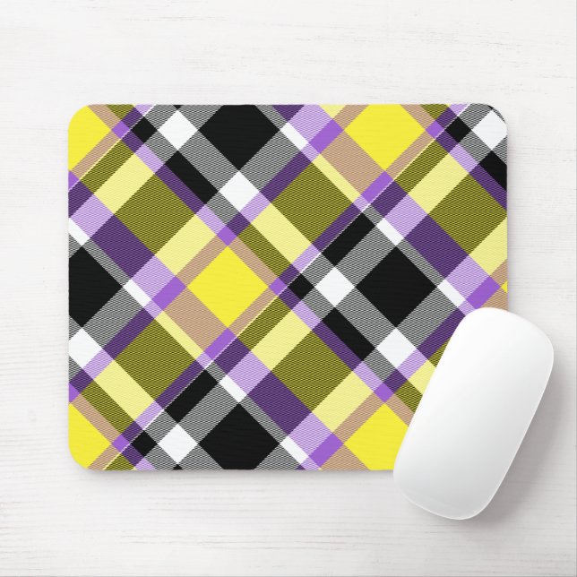 Mousepad Bandeira do Orgulho Xadrez Não Binário Boho Ecleti (Com mouse)
