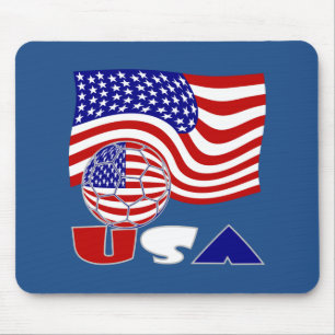 Mousepad Bandeira dos Estados Unidos EUA Bola de Futebol Az