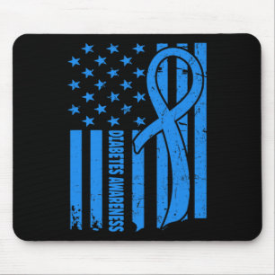 Mousepad Bandeira dos EUA Guerreiro Diabético Azul Diabetes