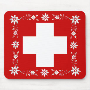 Mousepad Bandeira e edelweiss suíços 2