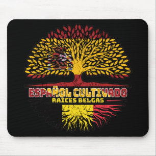 Mousepad Bandeira Espanha belga das Raízes da Árvore espanh