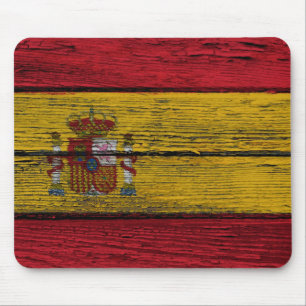 Mousepad Bandeira espanhola com efeito de madeira áspero d