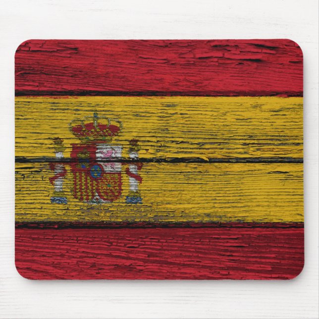 Mousepad Bandeira espanhola com efeito de madeira áspero da (Frente)