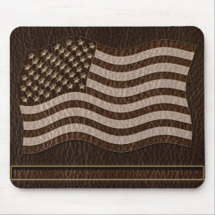 Mousepad Bandeira EUA com Aparência de Couro Escuro