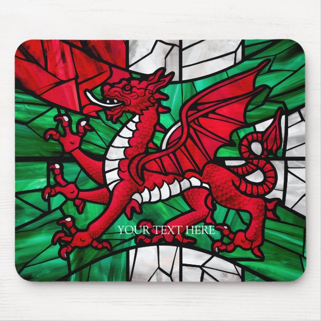 Mousepad Bandeira galesa com dragão vermelho (Frente)