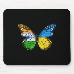 Mousepad Bandeira indiana ucraniana Borboleta Índia Ucrânia