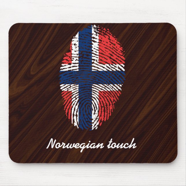 Mousepad Bandeira norueguesa da impressão digital do toque (Frente)