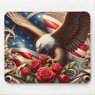 Mousepad Bandeira Patriótica Americana e Águia