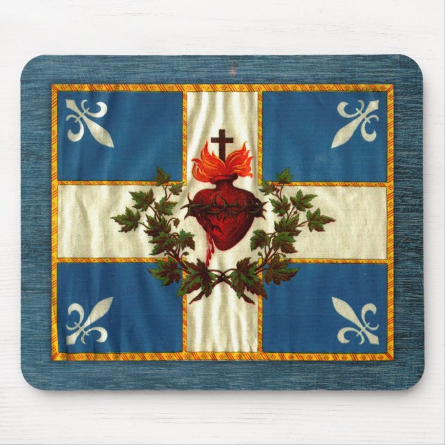 Mousepad Bandeira Quebeque antiga Carrilhão Sacré-Cœur (Frente)