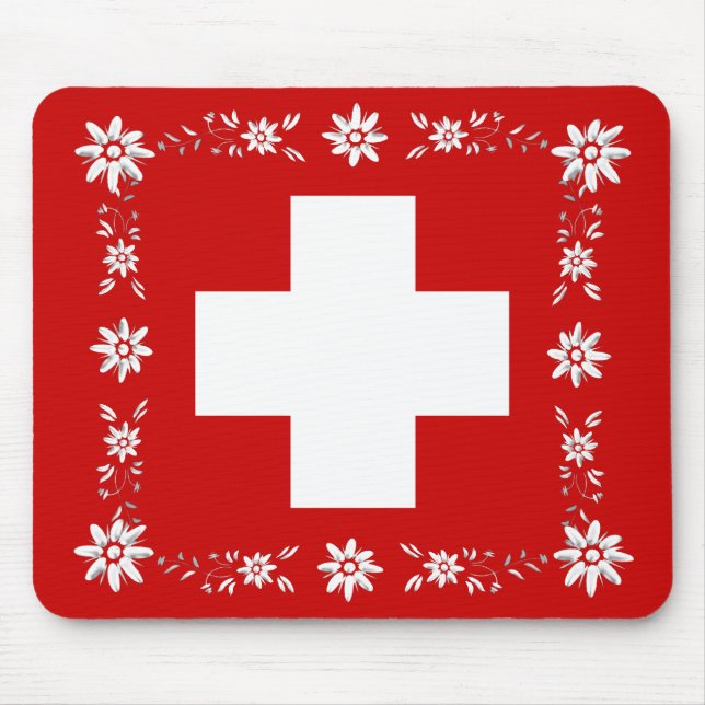 Mousepad bandeira suíça e edelweiss 2 (Frente)