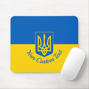 Mousepad Bandeira ucraniana com casaco de armas e texto per