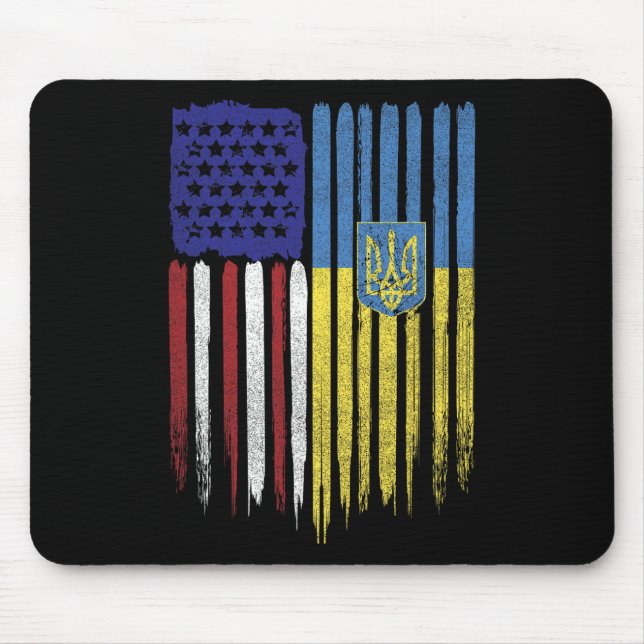 Mousepad Bandeira ucraniana tridente raízes Ucrânia EUA (Frente)