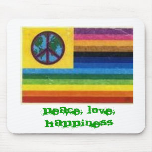 Mousepad bandeira, um mundo! Paz, amor, felicidade, Pe…