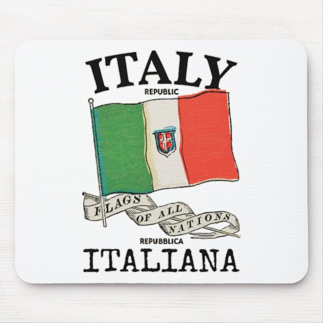 Mousepad Bandeira vintage do país Itália (Frente)