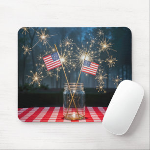 Mousepad Bandeiras Americanas Com Faíscas Em Um Pote De Ped