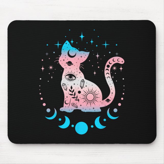 Mousepad Bandeiras do Orgulho Transgênero Cores de Gato (Frente)