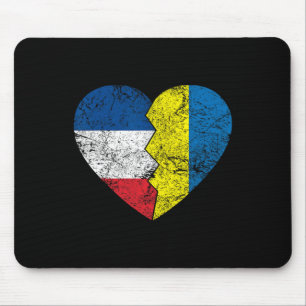 Mousepad Bandeiras francesas ucranianas Coração França Ucrâ