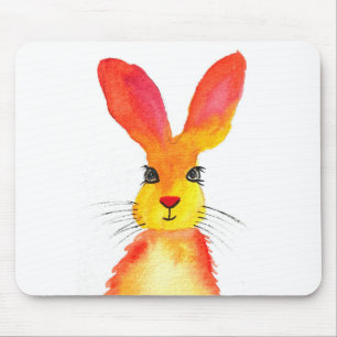 Mousepad Banha-da-laranja-aquarela bicho-da-floresta coelho