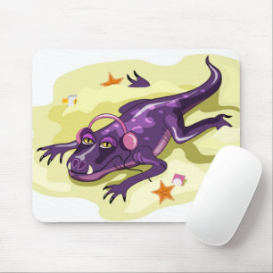 Mousepad Banho-Do-Sol Do Anteossauro Com Fones de ouvido.