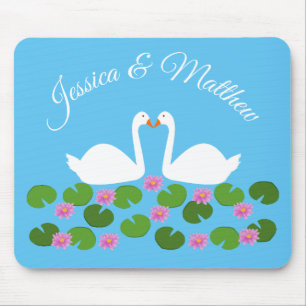 Mousepad Banhos Brancos e Lírios de Água Personalizados par