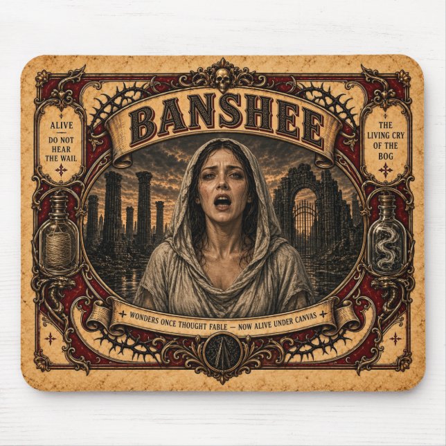 Mousepad Banshee, Monstro de Circo Vintage (Frente)