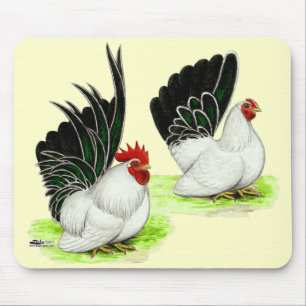 Mousepad Bantams brancos pretos japoneses