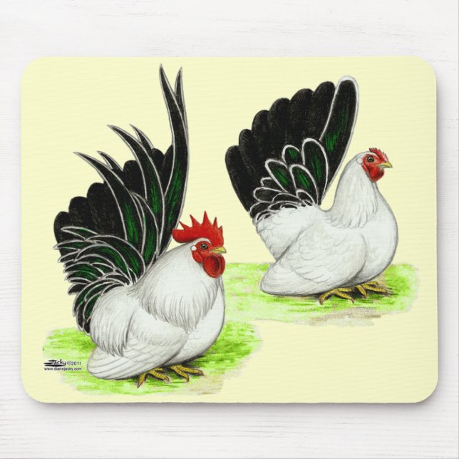 Mousepad Bantams brancos pretos japoneses (Frente)