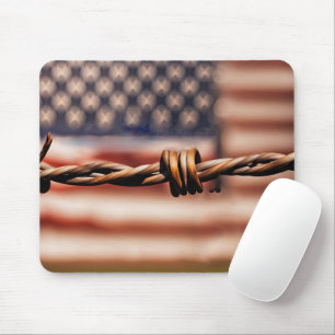 Mousepad Barbed Wire Sobre Bandeira Americana
