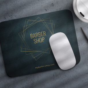 Mousepad Barbeiro de luxo compra ouro e marinho geométrico