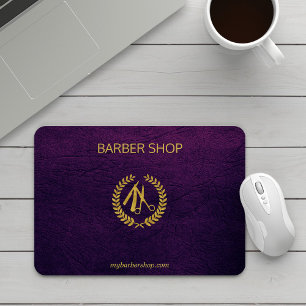 Mousepad Barbeiro de luxo compre couro roxo olha ouro