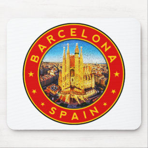 Mousepad Barcelona, Espanha, círculo, vermelho