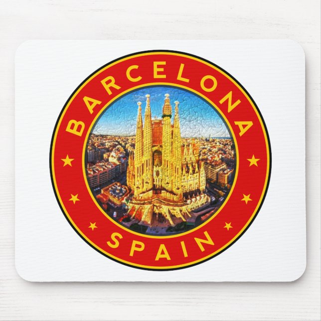 Mousepad Barcelona, Espanha, círculo, vermelho (Frente)