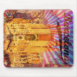 Mousepad Barcelona, Espanha, Poster vintage