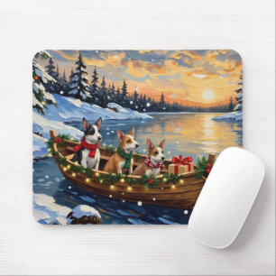 Mousepad Barco de Natal do Rat Terrier Férias